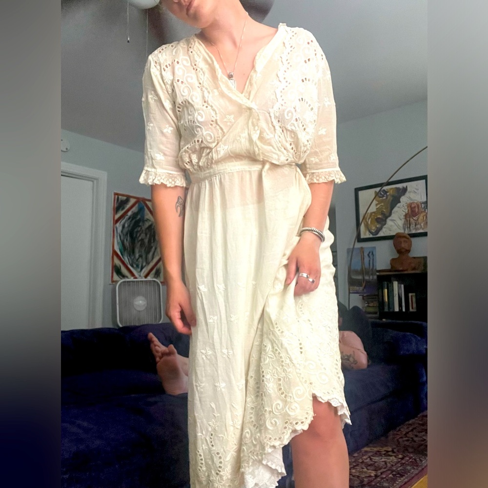 Victorian Edwardian 1870s Antique Floral Prairie Dress - Picture 2 of 12
